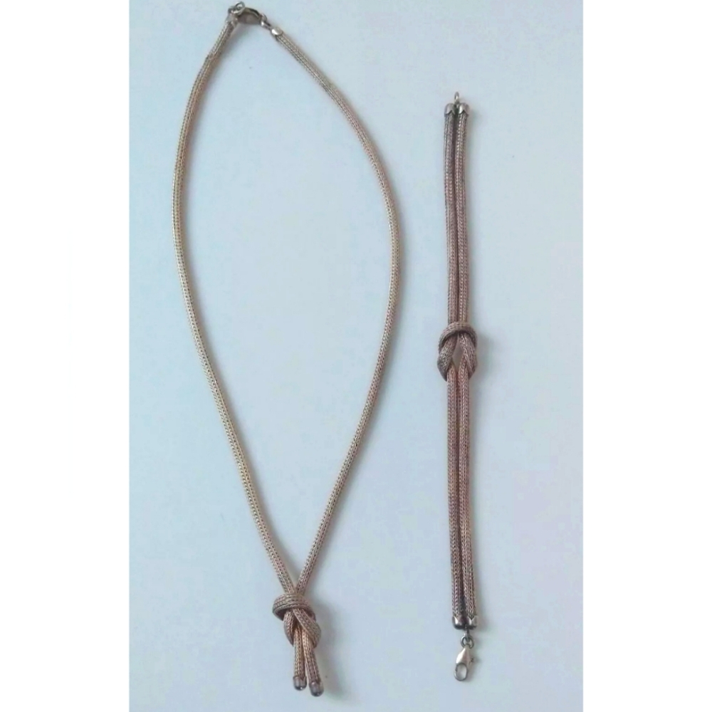 Sterling Silver Woven Love Knot Bracelet And Necklace 925 Italy Vintage